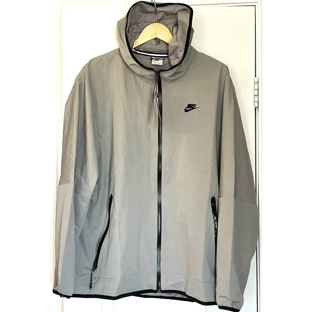 Nike Tech Full Zip Windbreaker Jacket Lined Mens 2XL Gray DQ4340-016 XXL